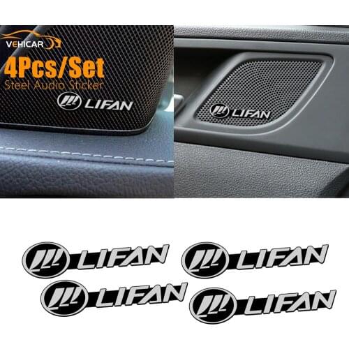 VEHICAR 4PCS Car Speaker Stickers Car Styling 3D Aluminum Air Panel Gear Sticker For LIFAN Car Interior Decoration Accessories