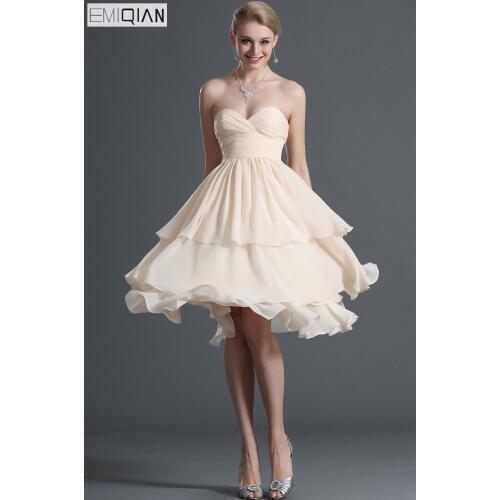 Free Shipping New Tiered Skirt Short Prom Dress Fabulous Strapless Sweetheart Chiffon Cocktail Party Dress