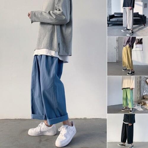 Hip hop Men Summer Solid Loose 2020 Wide Leg Pants Mens Japan Style Joggers Male Korean Straight Trousers Fashions Pants