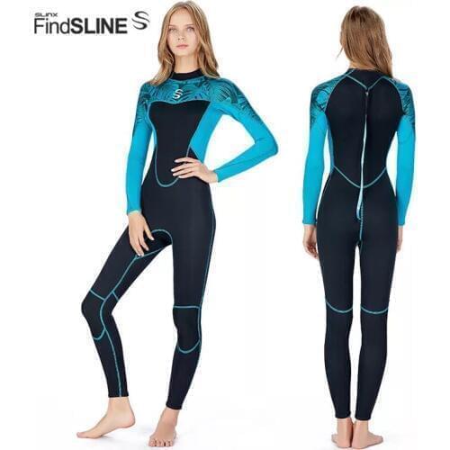 One-piece Women Keep Warm Wetsuits High-elastic 2mm Neoprene Slim Long Sleeved Scuba Diving Suit Snorkeling Swimsuit