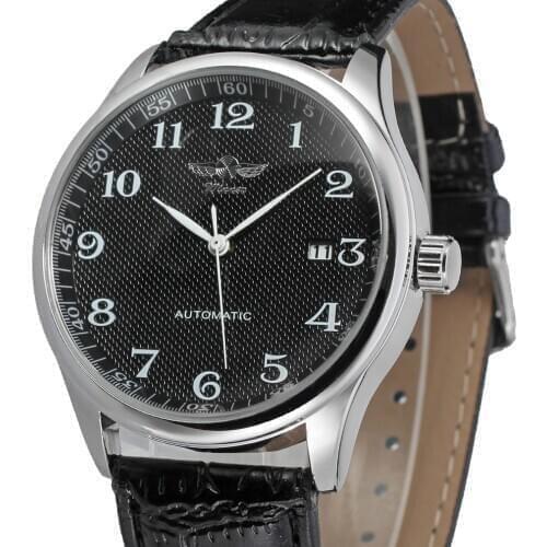 Fashion Winner Top Brand Business Men Automatic Wrist Watches Leather Dress Male Mechanical Calendar Date Clock Montre Homme