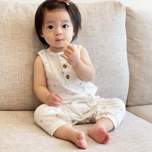 0-24M Baby Rompers Stars Baby Boy Clothes Cotton Sleeveless Children Jumpsuit With Pockets Girls Summer Clothes Newborn Bebes