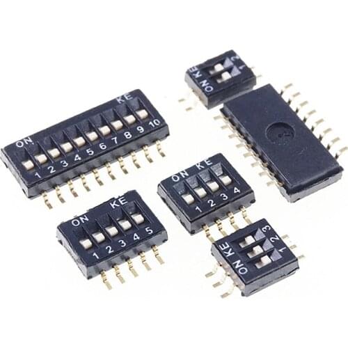 10pcs Dip Switches SPST 1 2 3 4 5 6 7 8 9 10 12 Position 1.27 mm 0.05" Slide Standard Actuator Flush Recessed SMT SMD DIP Switch