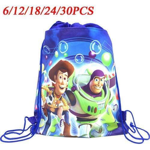 Disney Toy Story Birthday Decorations Theme Party Bags For Kids Birthdays Non-Woven Fabric Drawstring Gift Bags Kid Shopping Bag
