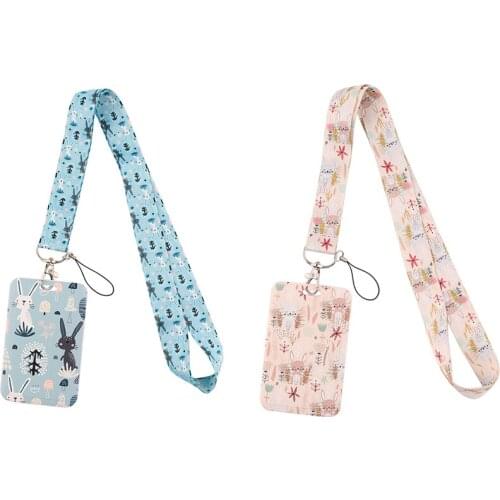 E3514 Fashion Cartoon Rabbit Neckneck Lanyard Key ID Card Gym Strap Multifunction Mobile Phone Decoration