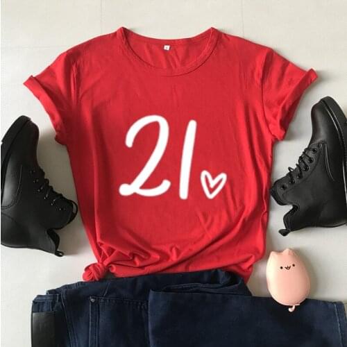 21 Birthday T Shirt Girl Born In 2000 Gift Tshirt Harajuku Fashion Graphic Women Cotton Shirts Plus Size O Neck Short Sleeve Tee