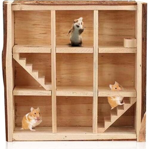 Interactive Intelligent Pet Toy Pet Mice Wood Labyrinth Cage Small Animal Hamster Activity Tube Tunnel Play Maze Natural Wood