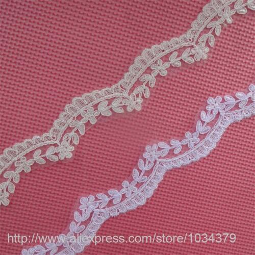 Delicate 9yards 3.5cm Ivory, White Fabric Flower Venise Venice Lace Trim Applique Sewing Craft for Wedding Dec. LW0038