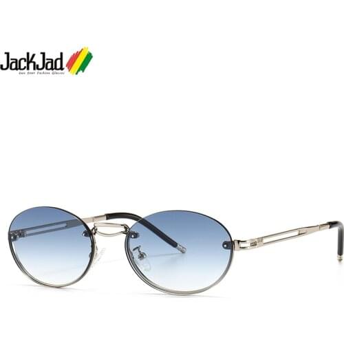 JackJad 2021 Cool Fashion Half Metal Frame Oval Style Sunglasses Women Gradient Brand Design Sun Glasses Oculos De Sol 2A265
