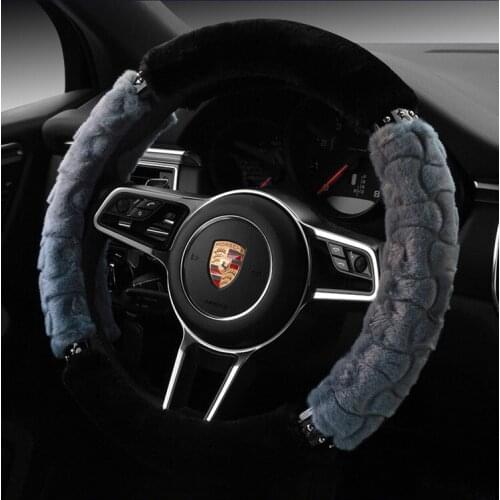 Steering wheel cover winter short plush car handle medium size 38cm universal handle cover bt-407