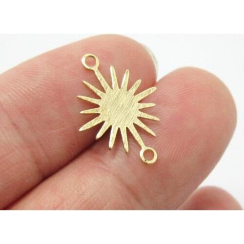 Brass sun charms Textured earring findings raw brass connector sunflower Chain necklace jewelry making -30pcs R1342
