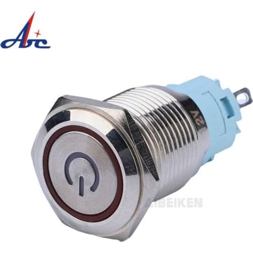 12mm 16mm metal push button switch power button Waterproof Flat circular button LED light self-lock self-reset button 1NO1NC