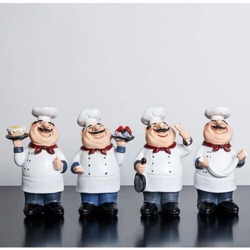 1Pcs Cute Chef Figurine Ornaments Vintage Home Decor Kitchen Resin Crafts Bar Western Restaurant Cafe Cake Shop Decoration