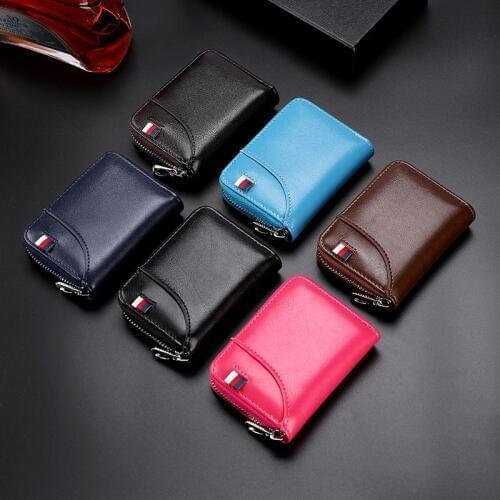 TRASSORY Fashion Rfid Blocking Slim Money Wallet Genuine Leather Small 12 Credit Card Purse Pocket Holder Case