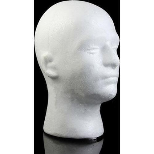 Male Mannequin Styrofoam Foam Manikin Head Model Wig Glasses Hat Display Stand