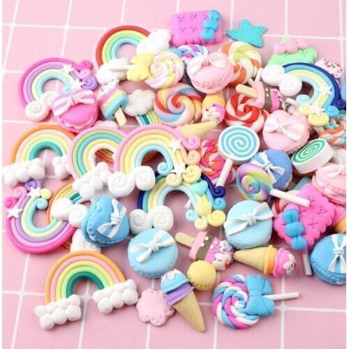 20/30Pcs Mix Candy Lollipop Polymer Clay Accessories Figurines DIY Craft Phone Patch Arts Material Kids Gift Toys Slimes Filler