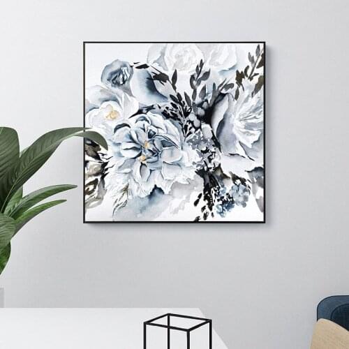 Modern Abstract Blue Daisy Canvas Painting Flowers Posters and Prints Nordic Style Wall Art Picture for Living Room Home Decor