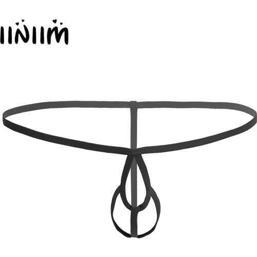 Iiniim Mens Lingerie Crotchless and Open Butt Bikini G-string Underwear with Penis Ring Thongs Sexy Mens Wetlook Slip Hommes
