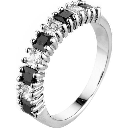 New Fashion red purple black CZ Stone Genuine 925 silver Ring Fine Jewelry Simple Round Thin Ring for Women MEN Element Ring