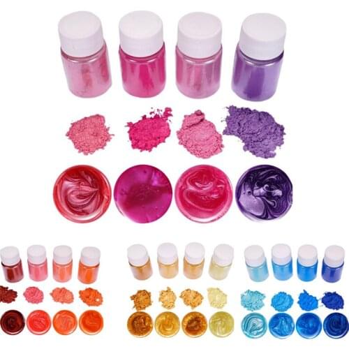 4Pcs/Set DIY Handmade Pearlescent Mica Powder Epoxy Resin Dye Pearl Pigment Resin Glue Pigments Crystal Mold Soap Making Tool