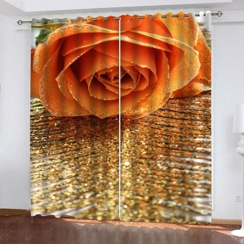 Custom Size 3D Windows Curtains Backdrop Bright And Colorful Roses Photo Living Room Bedroom Thick Kitchen Decor