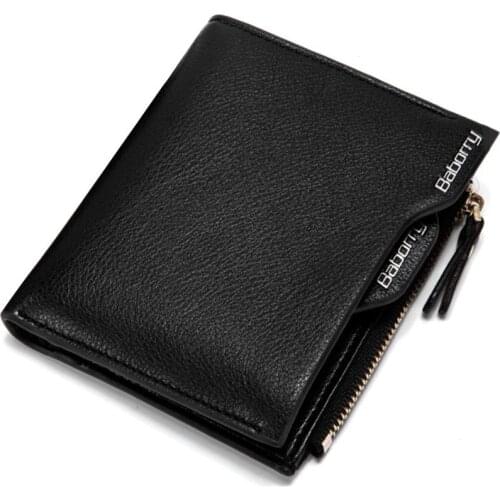Portable Antimagnetic Men Wallet Anti RFID Male Zipper Purse Short PU Leather Wallet Fashionable Business Purse