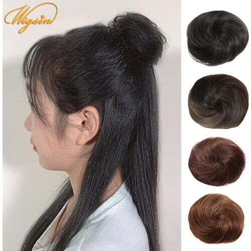 WIGSIN Synthetic Short Curly Chignon Bun Hair Extension Claw Clip in Hair Black Brown Cute Girl Messy Hairpiece for Women