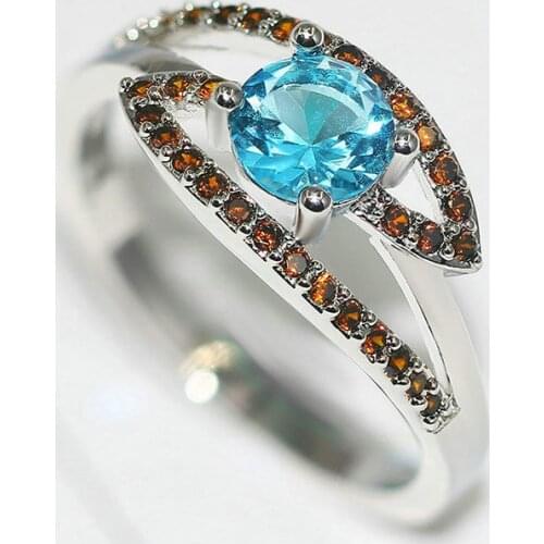 Eyes Shaped Blue Rings For Women Party Gift White Gold Color NEW Design Fashion Jewelry R639