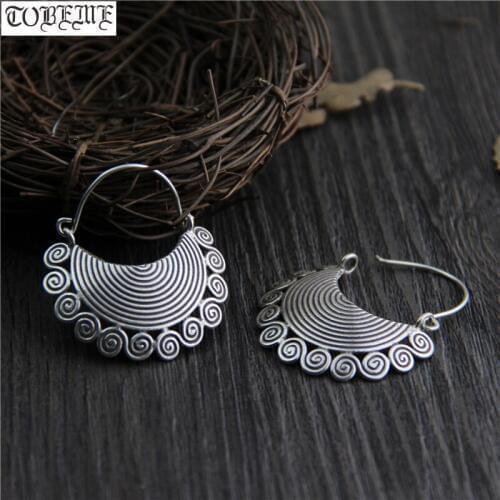 Handcrafted 100% 925 Silver Lucky Symbol Earrings Thailand Silver Women Earrings Pure Silver Bohemia Drop Earrings
