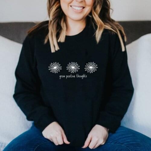 Womens Floral Grow Positive Thoughts Sweatshirt Vintage Mental Health Matters Sweatshirts Aesthetic Boho Christian Pullovers