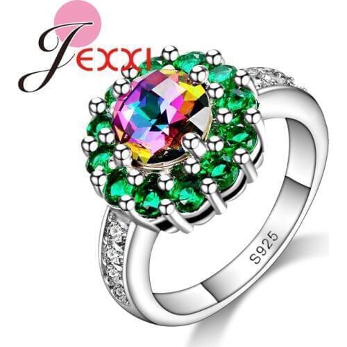 High Quality 925 Sterling Silver Fashion Finger Ring Elegant Wedding Bands Jewelry CZ Crystal Austrian Crystal For Women