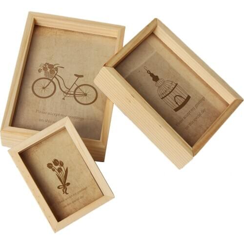 1Pc DIY Pictures Frames Vintage Photo Frame Art Wooden Desktop Ornament Card Holder Wedding Family Home Decoration dropship