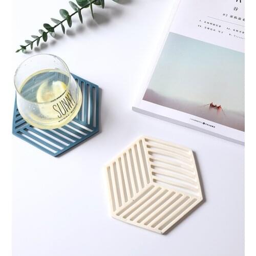 1PC Silicone Tableware Insulation Mat Coaster Cup Hexagon Mats Pad Heat-insulated Bowl Placemat Home Decor Desktop