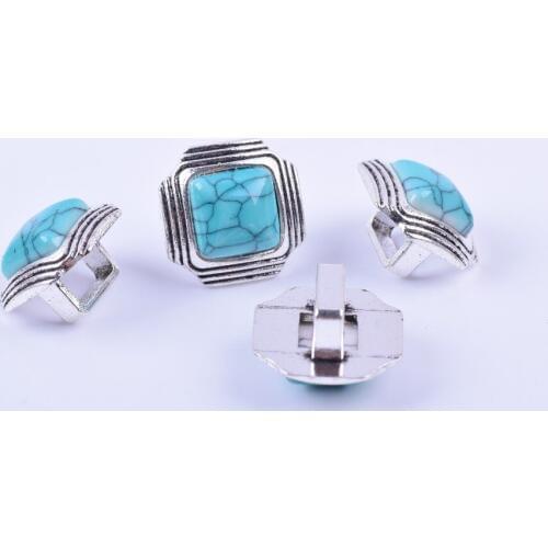 10pcs 10.23x6.68mm Square Style Turquoise For Leather Cord, Leather Wrap Bracelet, Bracelet Connector--PAT224