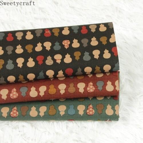 110x45cm 100% Slub Cotton Fabric By Yard Small gourd printsCloth for DIY Handmade Sewing Patchwork Needlework Home Decor Tissue