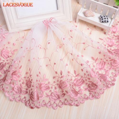 14yards 25cm Mesh embroidery lace fabric Handmade DIY Garment needlework sewing fabric Clothing accessories Curtain material 781