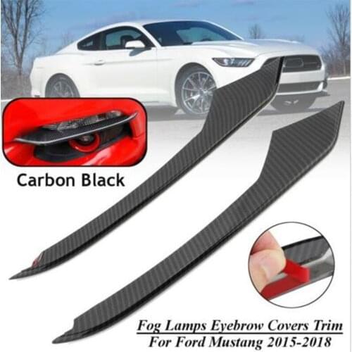 2 Pcs Car Front Headlight Eyebrows Covers Trim Sticker Carbon Fiber Headlamp Eyelids Trim Strip For Ford Mustang 2015-2017