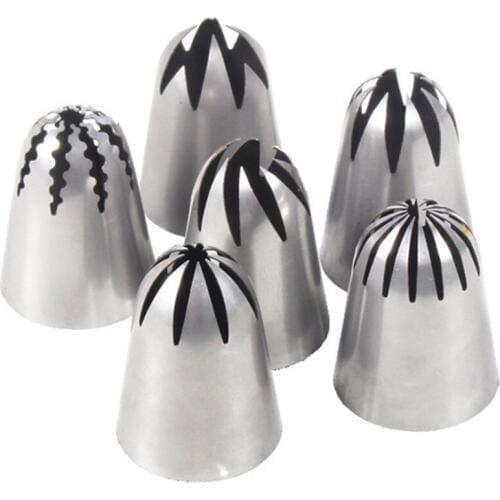 6pcs Big Size Russian Pastry Icing Piping Nozzles Stainless Steel Decorating Tip Cake Cupcake Decorator Kitchen Accessories