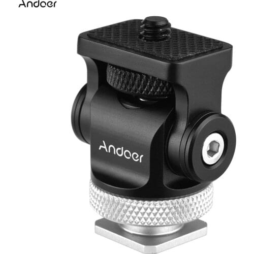 Andoer Rotatable Camera Monitor Cold Shoe Mount Adapter Head with 1/4inch Interface for Monitor LED Light Mic Expansion Mounting