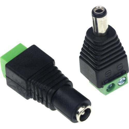 Anpwoo DC00 2 pcs/pair DC Power Plug Adapter 1pcs Male + 1pcs Female 2.1 x 5.5mm Connector for CCTV Single Color LED Strip Light