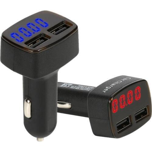 VODOOL Dual Port USB Car Charger LED Temperature Voltage Current Display Car Charging Phone Charger For iPhone 7 X Xiaomi Huawei