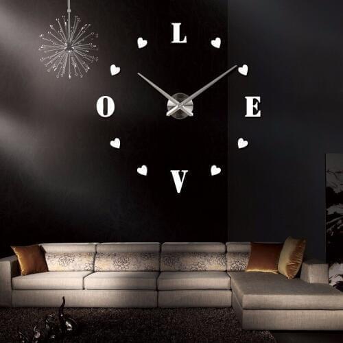 Large Wall Clock Watch 3D Wall Clocks De Pared Home Decoration Love Wall Stickers Pecial Living Room Home Decoration Accessories
