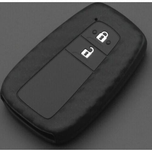 Bilchave 5pcs Carbon Fiber Silicone Remote Car Key Case Cover Remote Fob Keychain For Toyota CHR C-HR 2017 Prius Holder