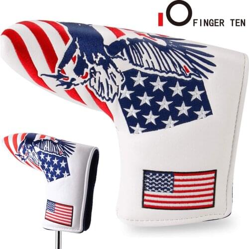 Golf Putter Cover Blade PU Leather Pattern US Flag Eagle Style White Mallet Golf Club Putter Covers Golf Club Headcover Ping