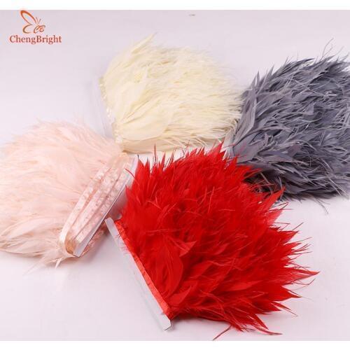 ChengBright New 50Yards Goose feather Ostrich feather Trim Fringe Diy apparel Decorative Craft Feather Trim Feather Ribbon Plume