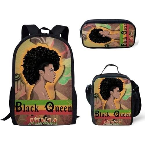 Custom pattern Black Women Art African Girl Printing School Bags for Kid Bag Bagpack Children 3pcs/set Schoolbag Primary Satchel