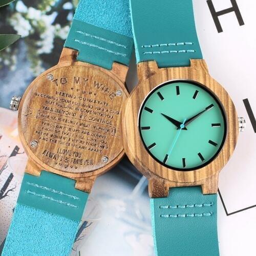 Love Customized Wood Watches Woman TO MY WIFE to My Soulmate Royal Blue Clock Hours Anniversary Gifts for Women Wife My Angel