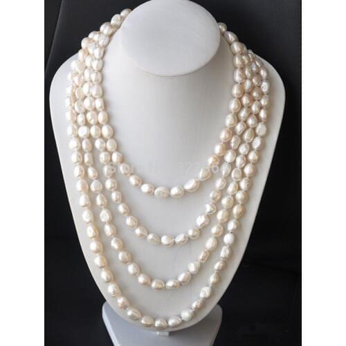 LONG 100" 13mm NATURE white baroque freshwater pearl necklace