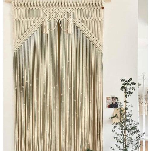 Macrame Tapestry Cotton Woven Handwoven Bohemian Tapestry Curtains For Room Divider Wedding Background Wall Decor 80x150cm