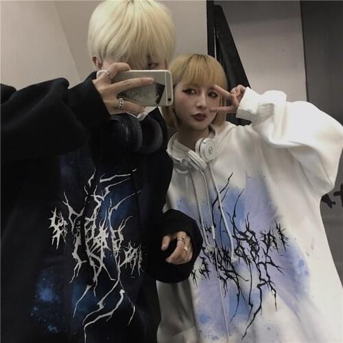 Gothic Hoodies Women Sweatshirt Harajuku Loose Tops Punk Men Clothing Hip Hop New Streetwear Winter Ulzzang Hooded Sweatshirt